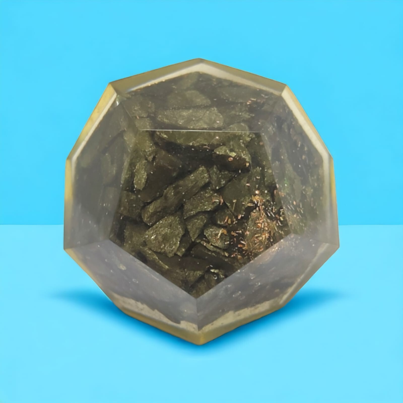 Golden Pyrite Orgonite Dodecahedron Crystal Tree Of Life Healing 40-45MM