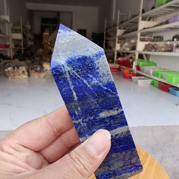 280g Natural Rock Lapis Lazuli Quartz Crystal Stone Point Healing Wand Obelisk