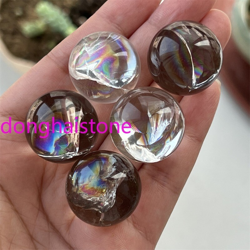 Top 1pc Natural clear Quartz sphere Rainbow Crystal Ball Mineral healing 20mm+