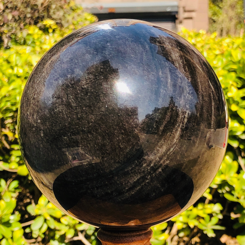 5.39LB TOP Natural Silver Obsidian Sphere Crystal quartz Ball Healing 788