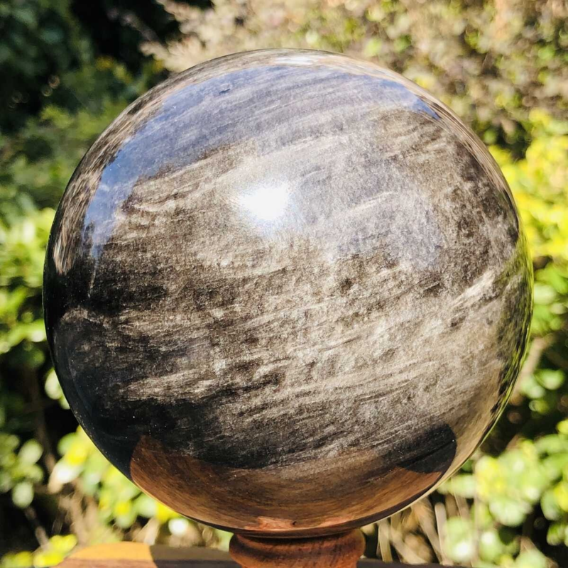 1270G HUGE Natural Silver Obsidian Sphere Crystal quartz Ball Healing 781