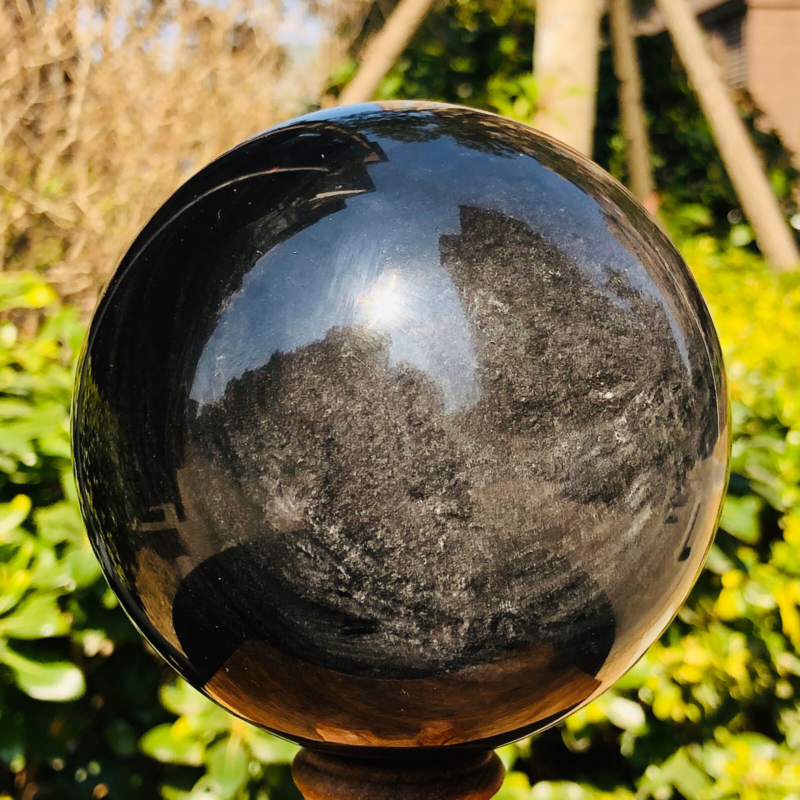 2.99LB TOP Natural Silver Obsidian Sphere Crystal quartz Ball Healing 786