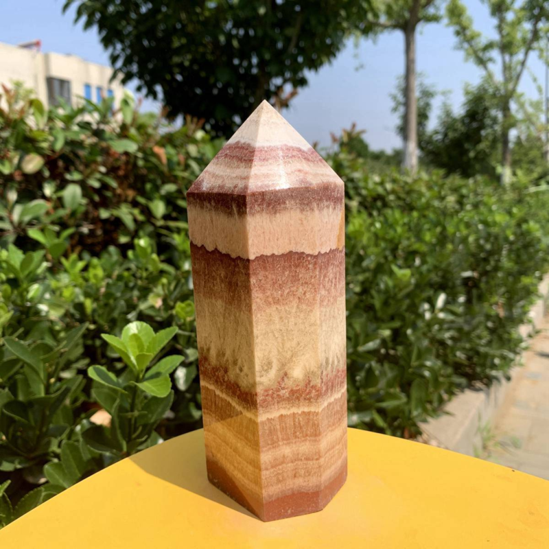 920g Natural Pork Stone Quartz Obelisk Crystal Wand Point Tower Reiki Healing