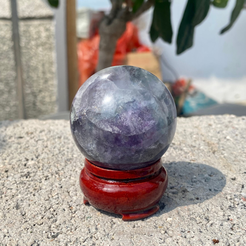 150g Natural Rainbow Fluorite Sphere Quartz Crystal Ball Healing Decor