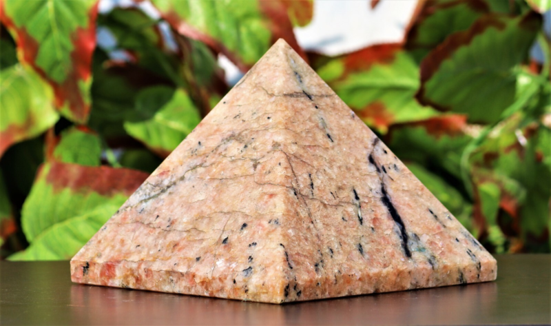 Natural 17.5CM Orange Sunstone Meditation Spirit Aura Chakra Energy Pyramid
