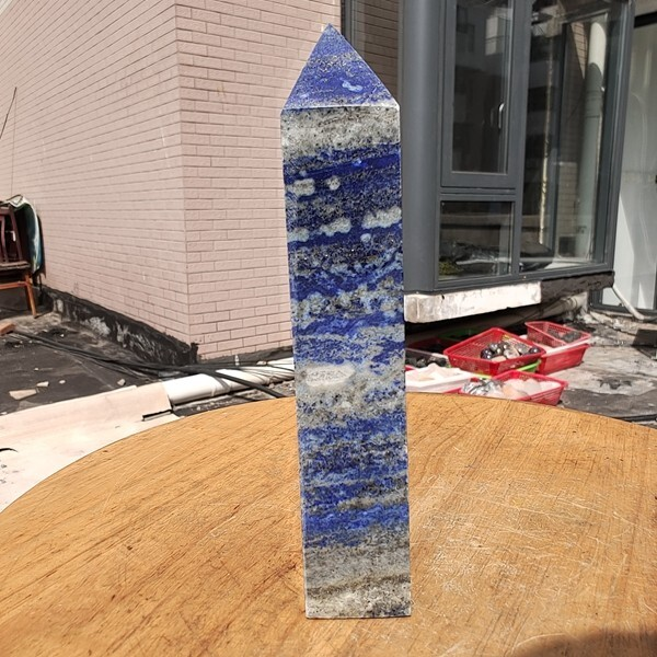 340g Natural Rock Lapis Lazuli Quartz Crystal Stone Point Healing Wand Obelisk
