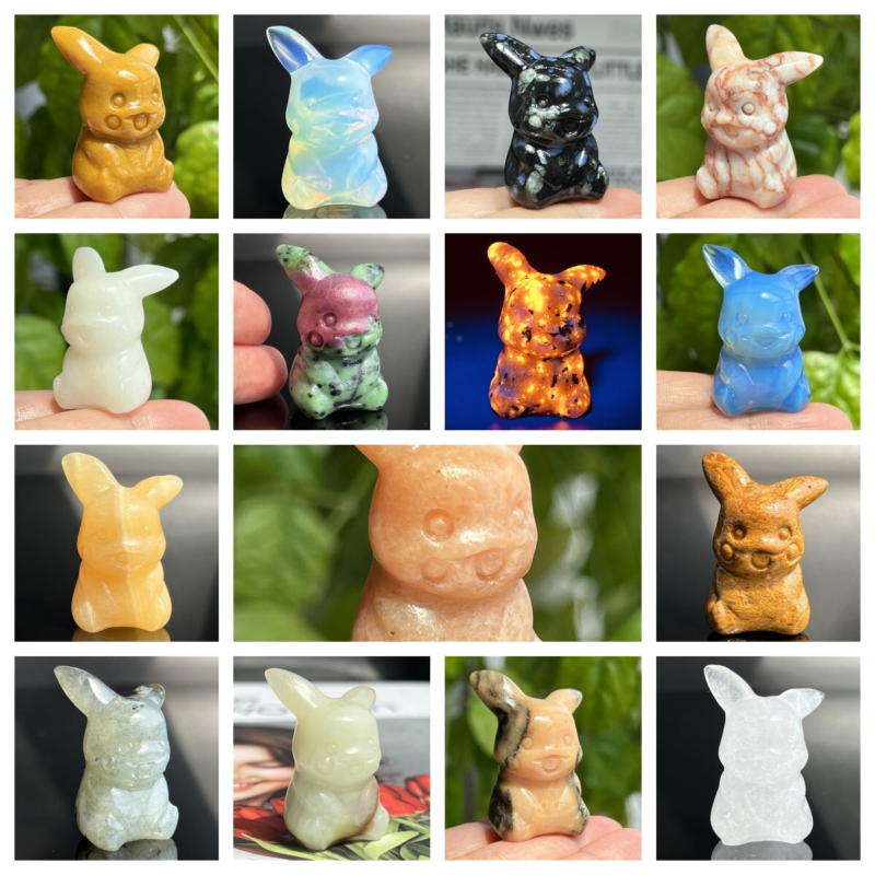 1.5" Natural quartz carved Pikachu skull Quartz crystal skull reiki healing
