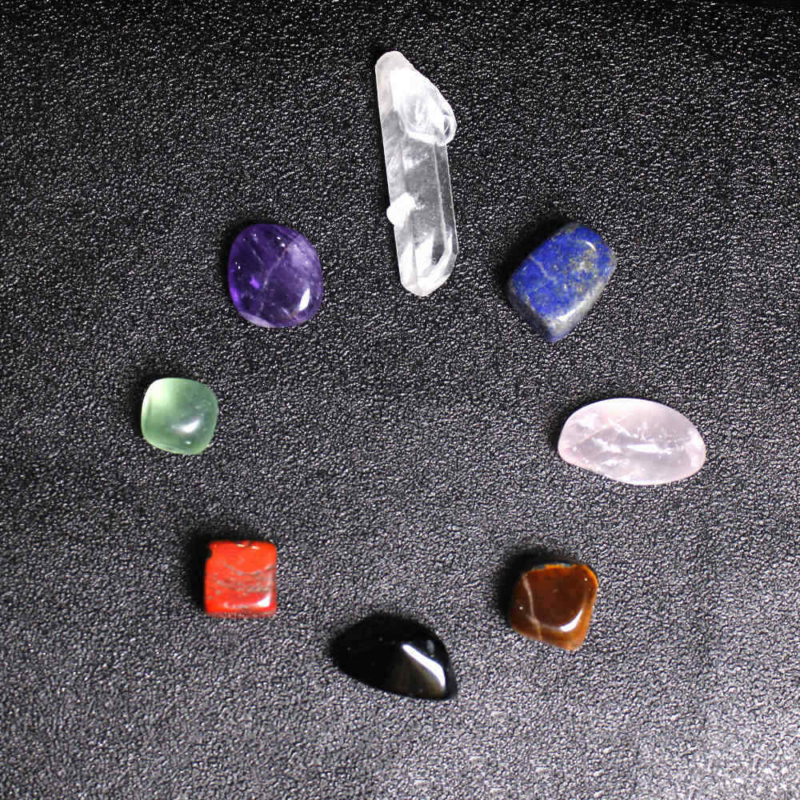 7 Chakra Rare Crystal Natural Quartz Reiki Balance Tumbled Stone Set W/ Pouch US