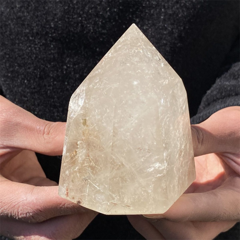 650gNatural White Quartz Obelisk Crystal Wand Point Healing Mineral Stone