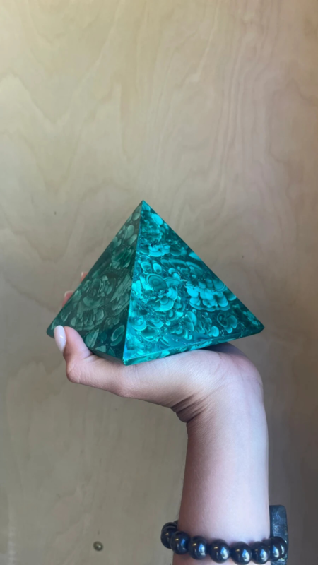 Natural Large Malachite pyramid, malachite sculpture, Extra Quality large Cube