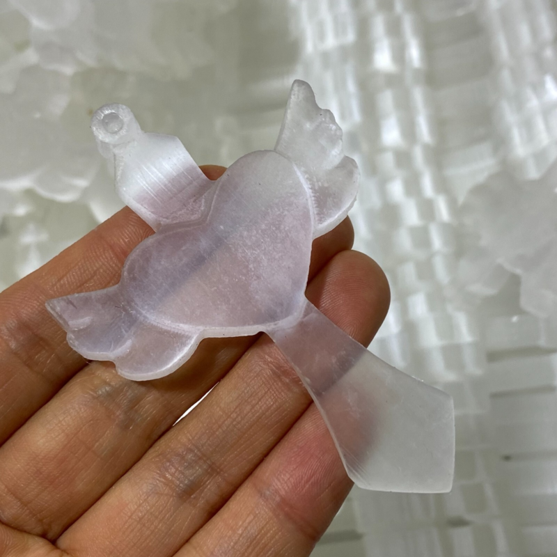 Natural Gypsum Selenite Cross Hand Carved Quartz Crystal Reiki healing 1PC