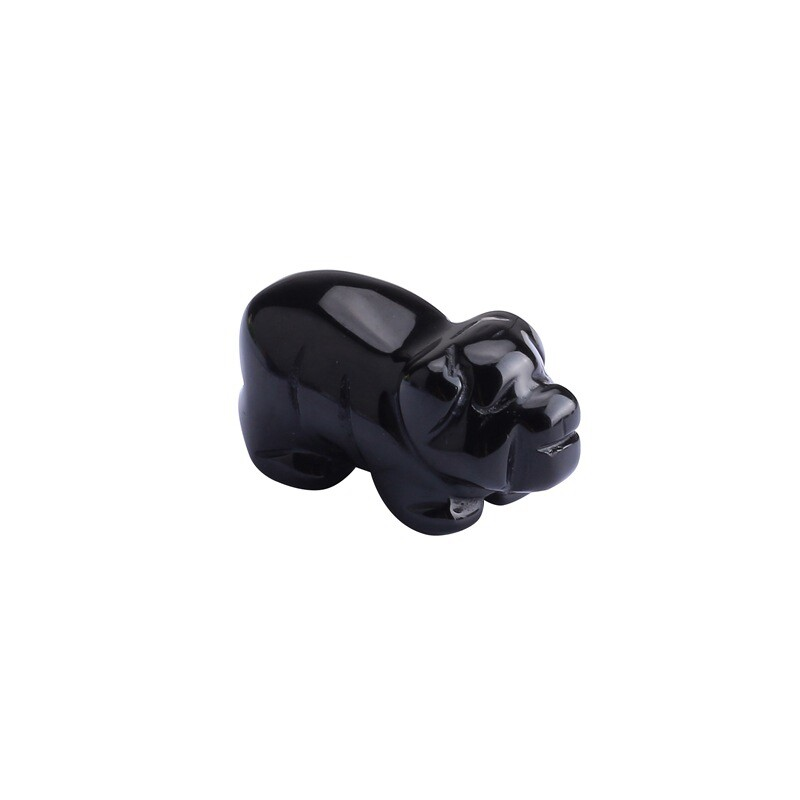 Raw Natural Quartz Crystal Skull Carved Pig Wild Boar Piggy Animal Healing Stone