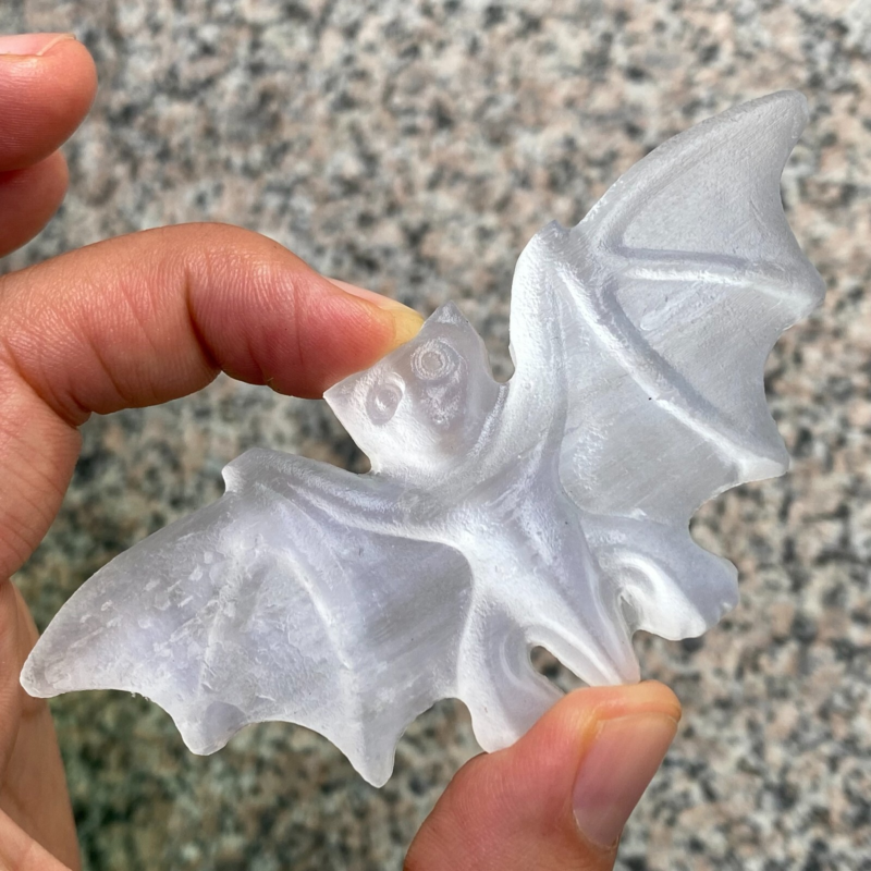 TOP 2.5”+ Natural Gypsum Selenite quartz bat hand carved crystal healing 1PC