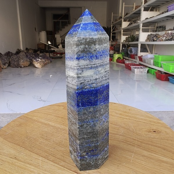655g Natural Rock Lapis Lazuli Quartz Crystal Stone Point Healing Wand Obelisk