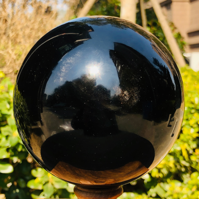 4.15LB Natural Silver Black Obsidian Sphere Quartz Crystal Ball Healing