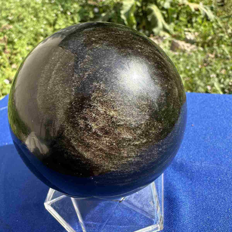 625g natural Gold obsidian sphere quartz crystal polished ball healingg