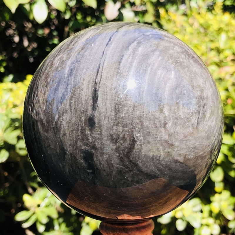 1360G HUGE Natural Silver Obsidian Sphere Crystal quartz Ball Healing 799