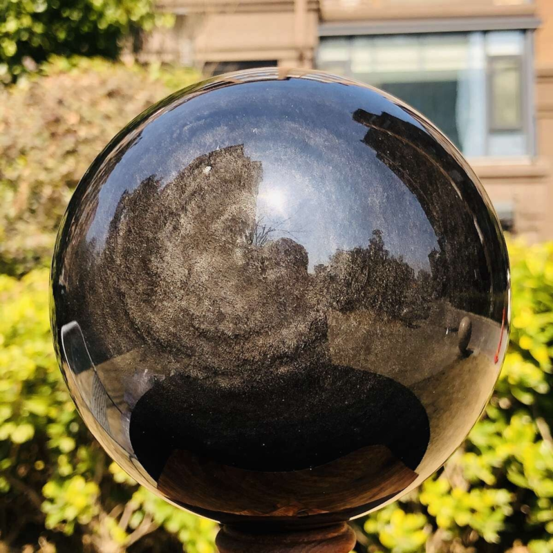 4.55LB Natural Beautiful Silver obsidian ball Quartz Crystal Sphere Healing 354