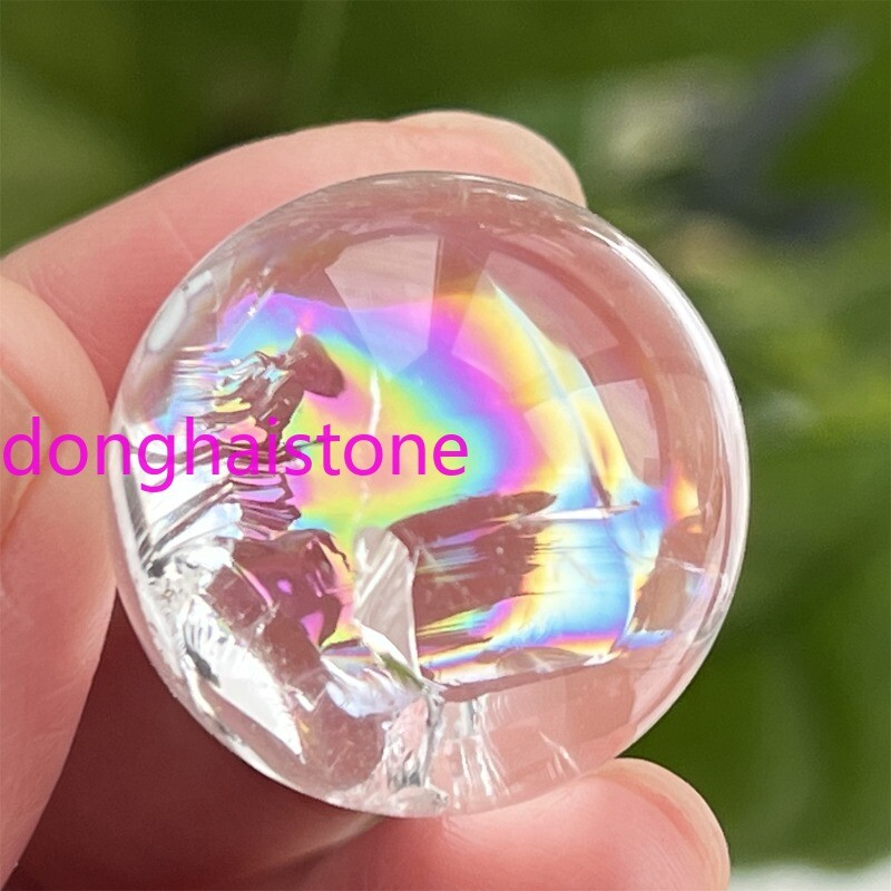 Top 1pc Natural clear Quartz sphere Rainbow Crystal Ball Mineral healing 20mm+