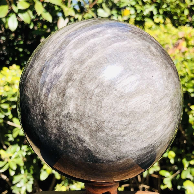 2900G HUGE Natural Silver Obsidian Sphere Crystal quartz Ball Healing 803
