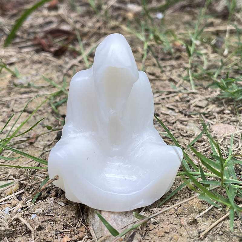 1pc Natural white jade skull hand carved Quartz Crystal skull Healing 2"