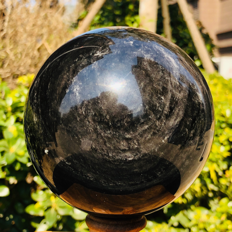 2.99LB TOP Natural Silver Obsidian Sphere Crystal quartz Ball Healing 786