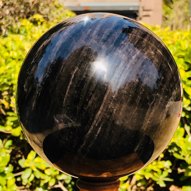 5.39LB TOP Natural Silver Obsidian Sphere Crystal quartz Ball Healing 788
