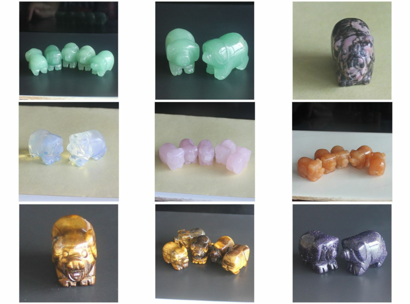 2pcs Mini carved gemstome crystal pig figurine animal carving pockets stone 30mm