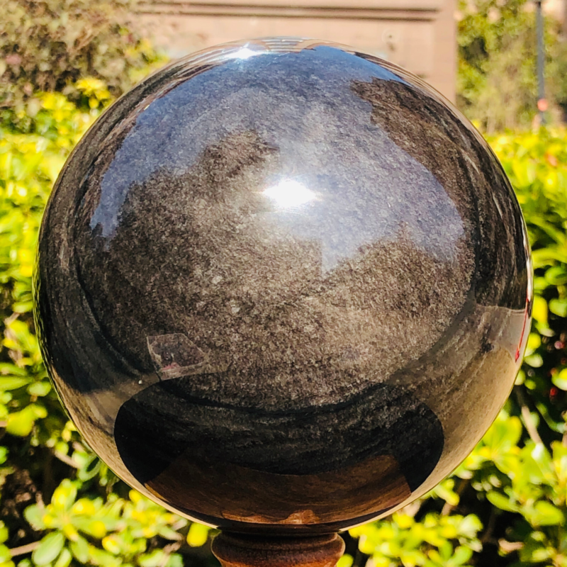 5.39LB TOP Natural Silver Obsidian Sphere Crystal quartz Ball Healing 788