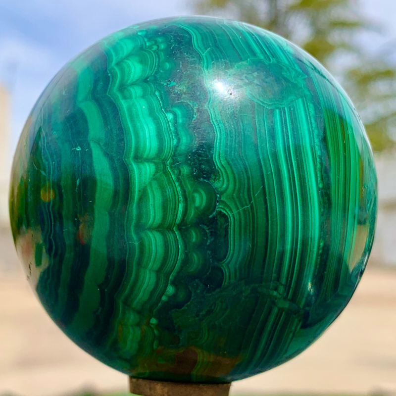 1.15LB Natural malachite egg quartzcrystal energy ball reiki healing