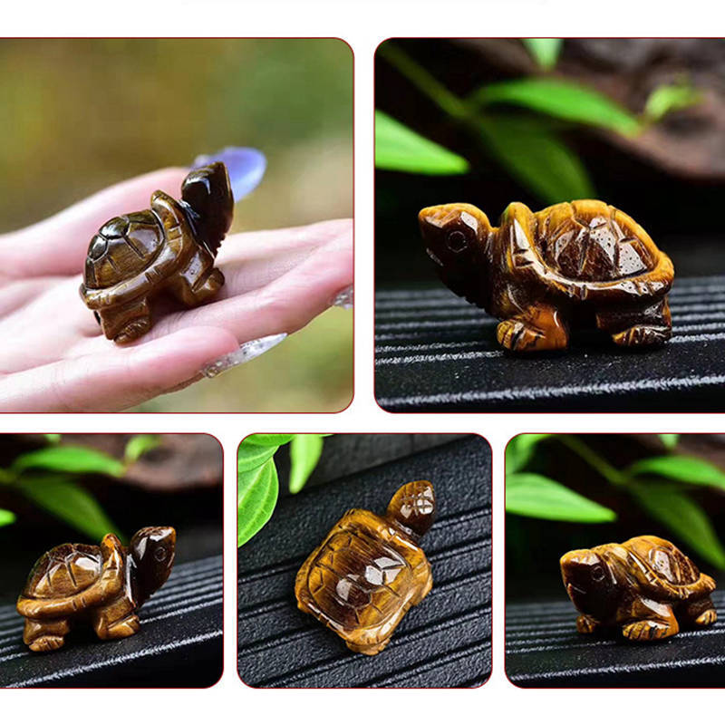 Natural Quartz Crystal Carved Longevity Tortoise Healing Gemstone Animal Turtle