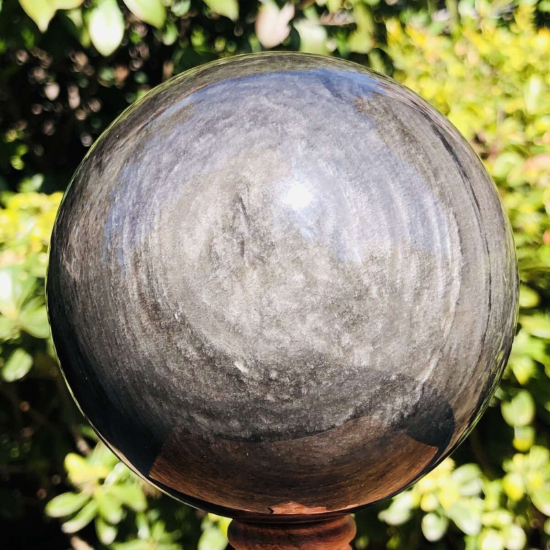 1360G HUGE Natural Silver Obsidian Sphere Crystal quartz Ball Healing 799