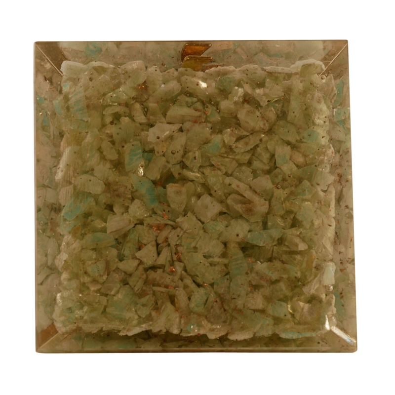 Amazonite Orgone Pyramid With Tree Life Symbol Emf Protection Free Shipping