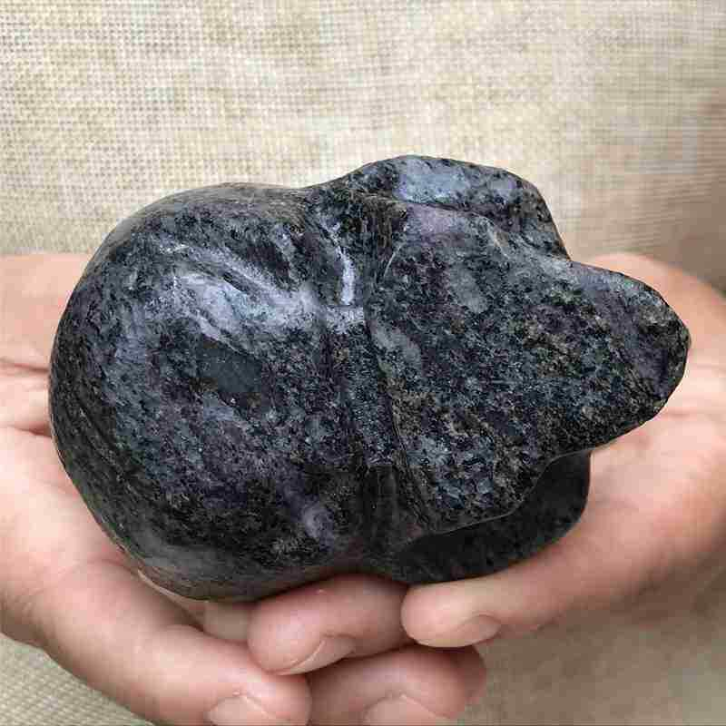 0.41Kg Natural black jade quartz skull carved Quartz Crystal skull Healing
