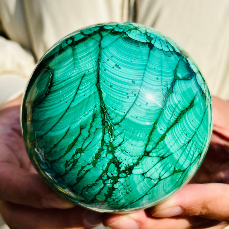 2.7LB Natural Malachite Quartz Sphere Crystal Ball Decoration Collection Gift