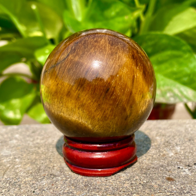 124G Large Natural Tiger Eye Stone Crystal Ball Quartz Healing Sphere Décor