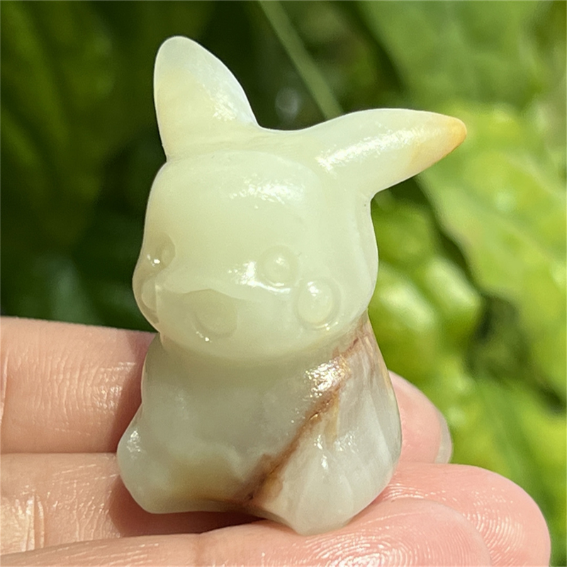 1.5" Natural quartz carved Pikachu skull Quartz crystal skull reiki healing