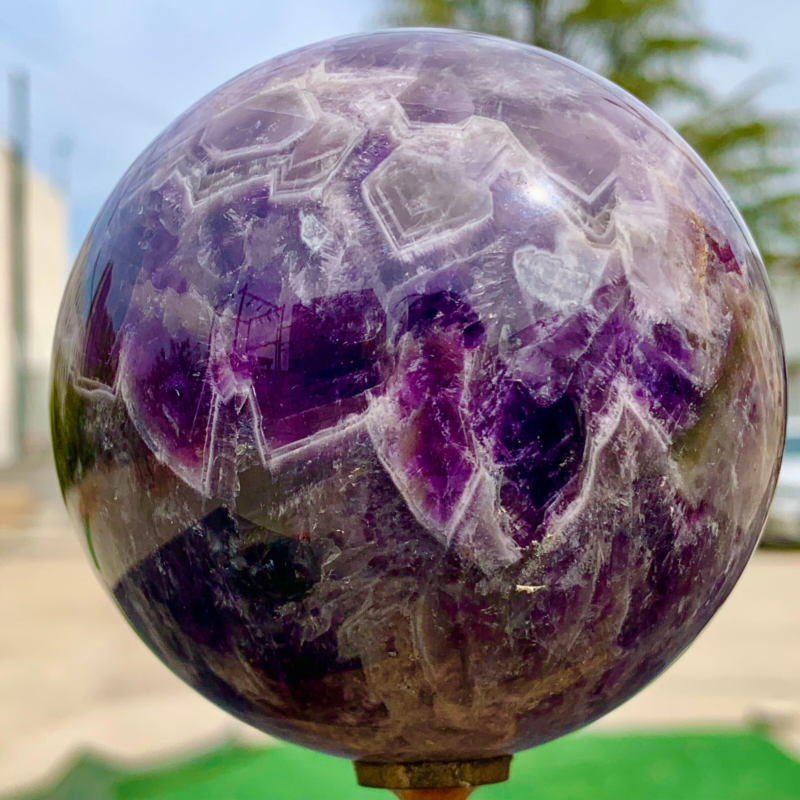 1.76LB Natural beautiful Dream Amethyst Quartz Crystal Sphere Ball Healing