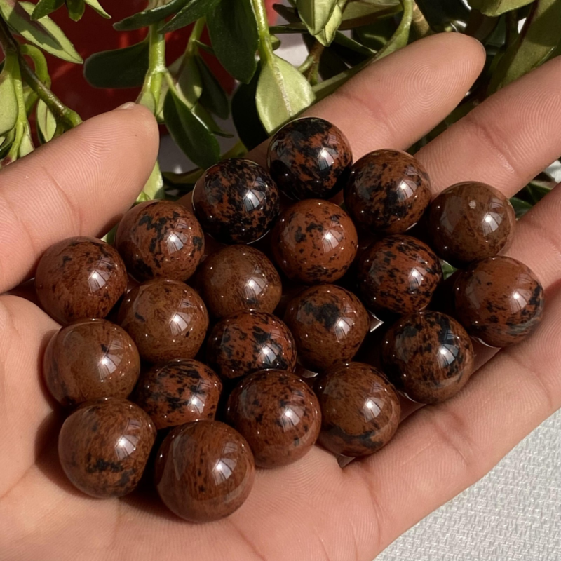 5Wholesale Natural Red Obsidian Ball Quartz Crystal Ball Repair15mm+
