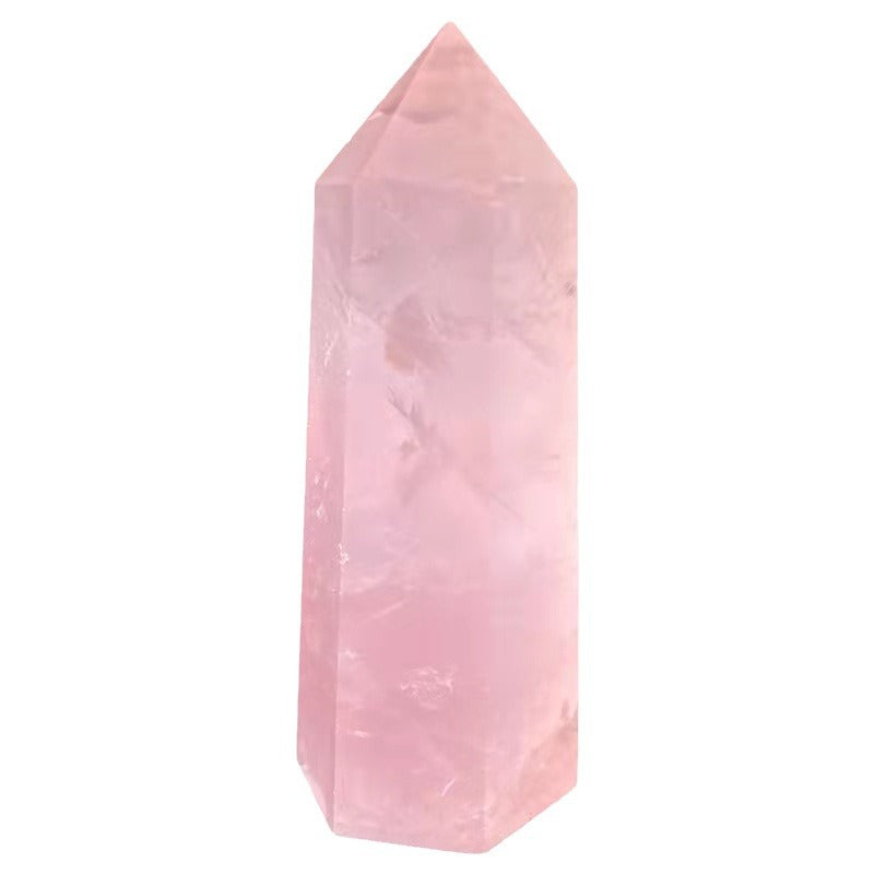 Pink Crystal Hexagonal Prism Pink Crystal Hexagonal Prism Powder Crystal Column Pink Crystal Rough Stone Grinding Crystal Column