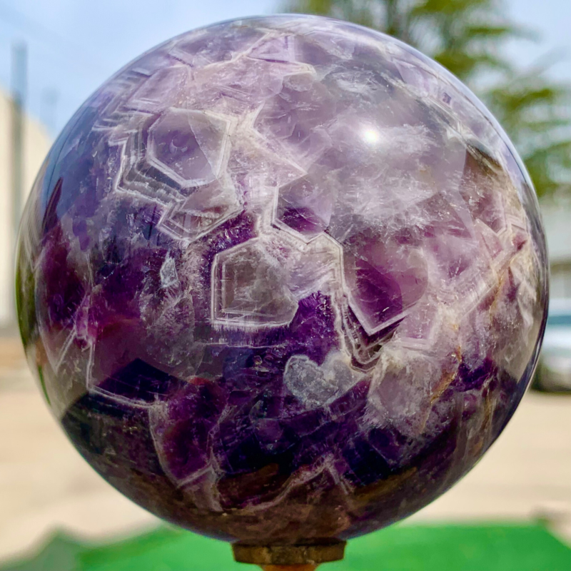 1.76LB Natural beautiful Dream Amethyst Quartz Crystal Sphere Ball Healing