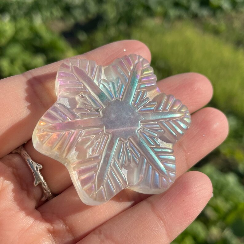 Titanium Clear Melting Stone Snowflake Quartz Crystal Carved Heal collection