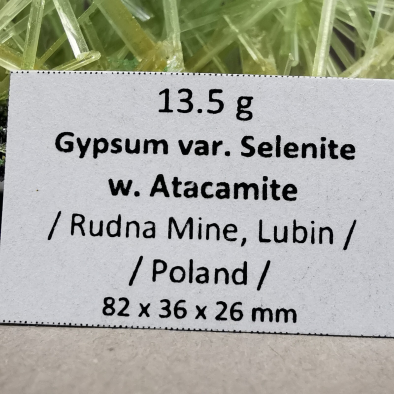 13.5 g RARE Gypsum var. Selenite w. Atacamite / Poland / Rough Crystal Specimen