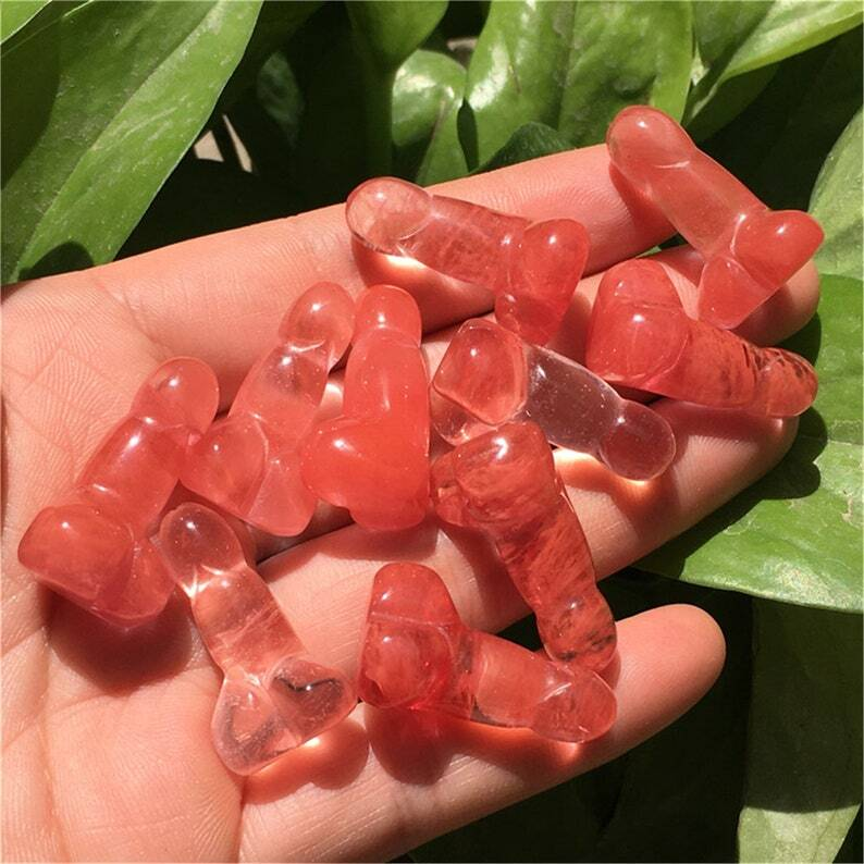 10PCS Red Melting Stone Small Penis Quartz CrystaL Mineral Specimen Reiki Heal