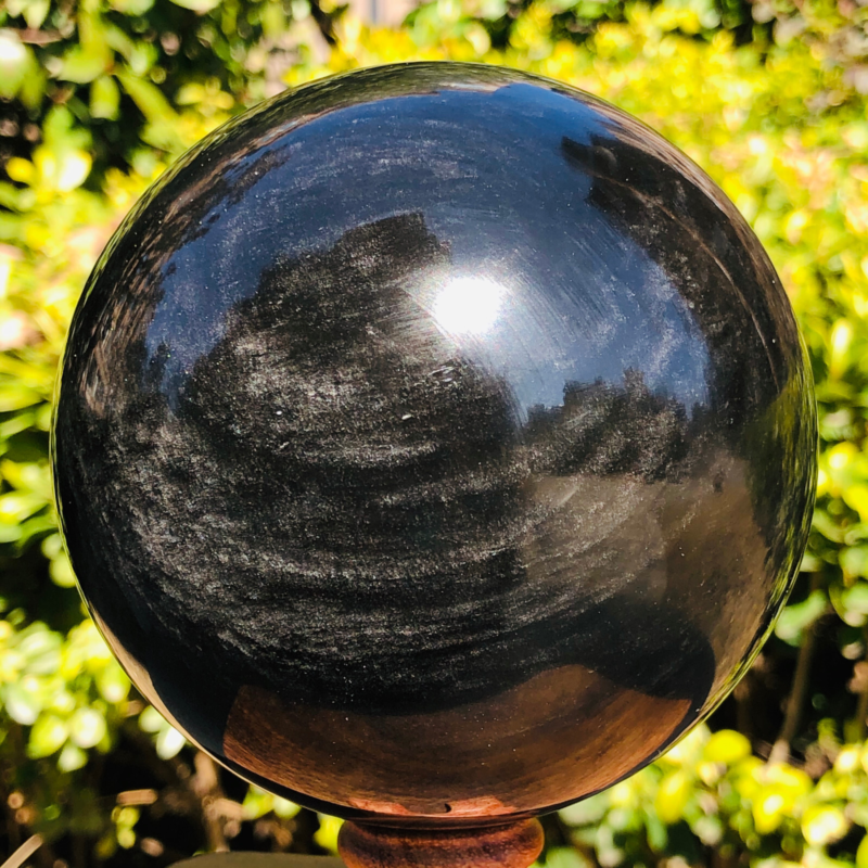 3.05LB TOP Natural Silver Obsidian Sphere Crystal quartz Ball Healing 798
