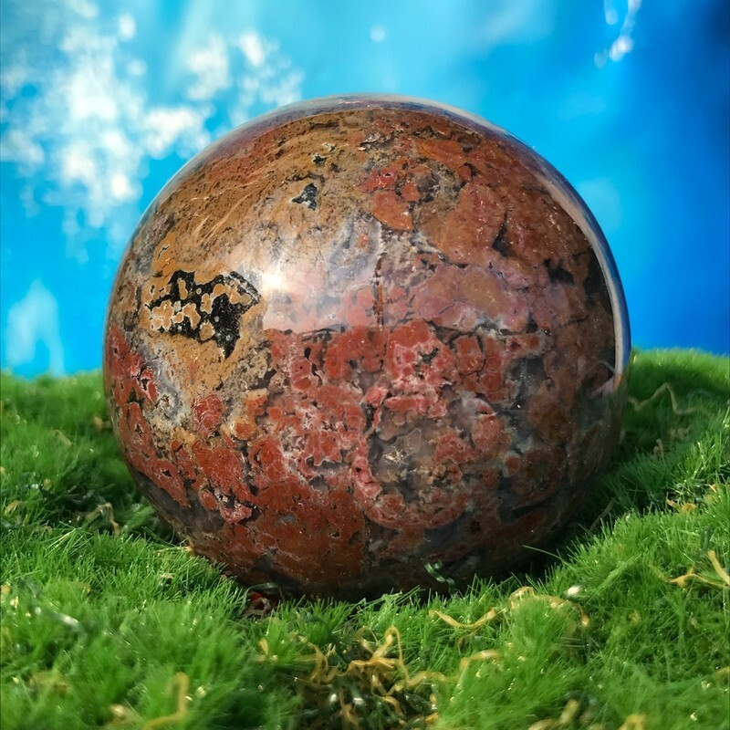 220GRare Natural Ocean Jasper Quartz Ball Crystal Ball Sample Repair