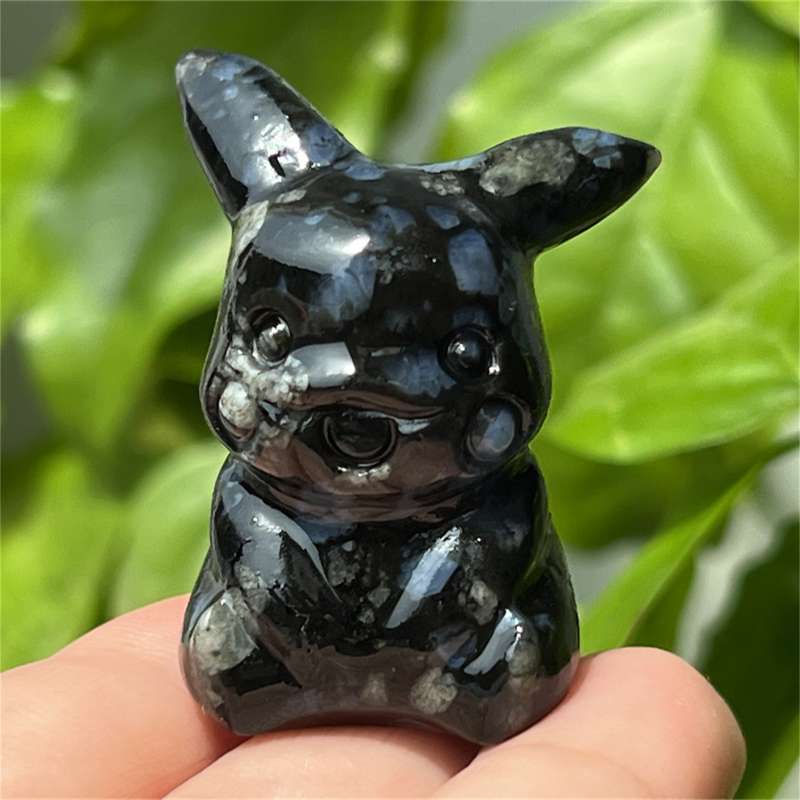 1.5" Natural quartz carved Pikachu skull Quartz crystal skull reiki healing