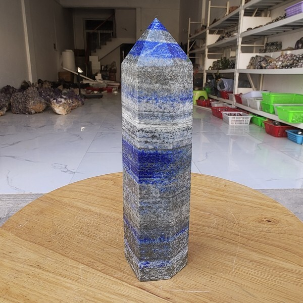 655g Natural Rock Lapis Lazuli Quartz Crystal Stone Point Healing Wand Obelisk