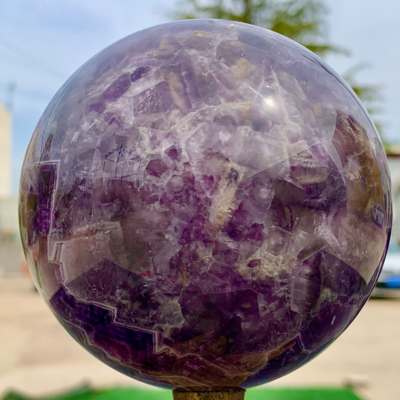 2.39LB Natural beautiful Dream Amethyst Quartz Crystal Sphere Ball Healing