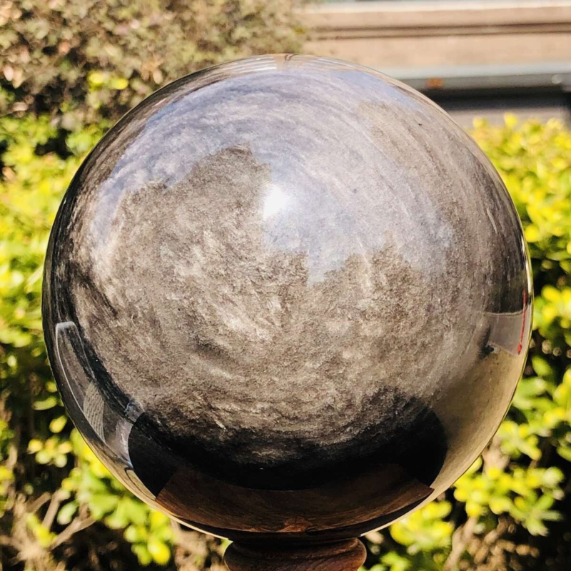 4.2LB Natural Beautiful Silver obsidian ball Quartz Crystal Sphere Healing 348